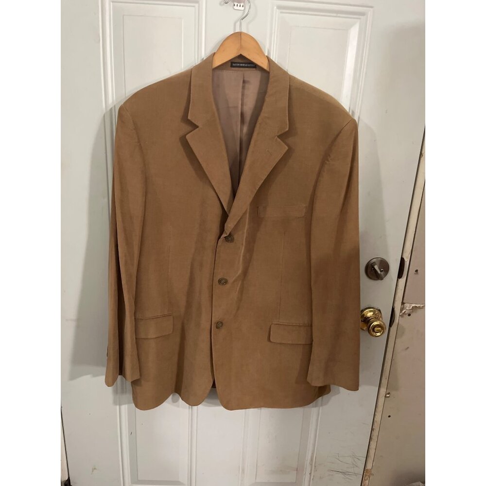 Andrew Fezza tan three button sport coat size 48R